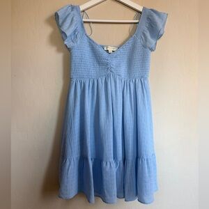 Thirty Thirty Tiered Peasant Babydoll Smock Charming Blue Dress Mini Medium